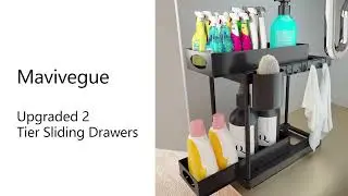 2 Tier Under Sink Organizers and Storage with 2 Sliding Drawers,Bathroom Cabinet Organizer