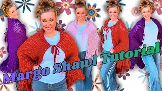 How to crochet an easy fringe shawl tutorial- Beginner friendly shawl can be wore in variety of ways