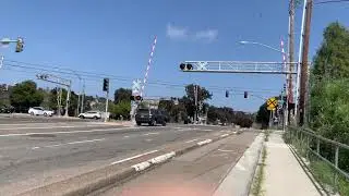 Friars Road & Napa Street Intersection Railroad Crossing, MTS Trolley Light Rail 1023 And 4051 Meet