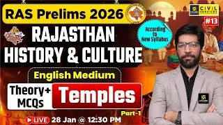 Temples | Rajasthan History & Culture for RAS Prelims 2026 | English Medium | Prateek Sir