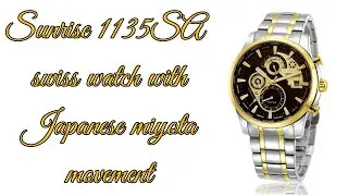 Sunrise 1135SA World Time Multifunction swiss watch with Japanese Miyota movement