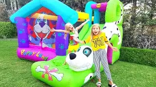 Kids build an inflatable play house for a puppy / New series # 14