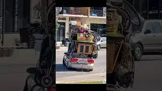 Overloaded Car Struggling on the Road#overloaded #carproblems #funnytransport #heavyload