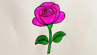 Flower painting 🌸 Rose flower drawing/easy flower drawing/drawing for beginners