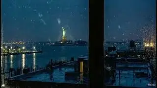 Quiet Snowfall at Night ❄️ Statue of Liberty Winter Sleep Ambience