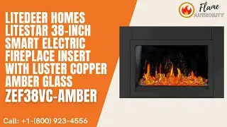 Litedeer Homes LiteStar 38-inch Smart Electric Fireplace Insert with Luster Copper Amber Glass