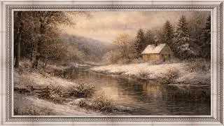 Winter River | Framed TV Art | Vintage Oil Painting Landscape | No Audio