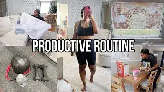 PRODUCTIVE WORKING MOM VLOG! BALANCING MOM LIFE, CLEANING, EVENING ROUTINE, COOKING, & NEW WORKOUT