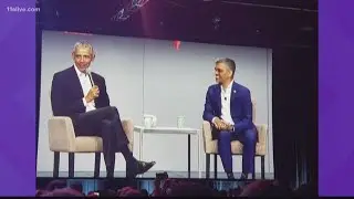 Former President Barack Obama speaks at environmental conference in Atlanta