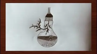 💡 Creative Light Bulb Drawing | Pencil Sketch of Nature Inside Bulb🌿