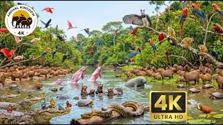 Relaxing Amazon Rainforest Walk | Pink Dolphins, Capybaras & Giant Animals (4K HDR ASMR