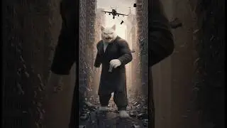 Monster White Cat in City 💀 😱 | Fighter Plan Crash #monstercat #catfight #viralvideo #shorts #cat