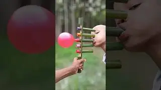 DIY Bamboo Toy with 5 Balloon Tubes and Half-Inserted Pipe Design