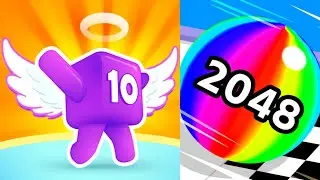 Геймплей Ball Run 2048 против Blob Merge 3D-головоломки Level Up Numbers Satisfying Games