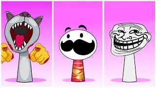 My Sprunki OC: LAUGHT CAT  🆚  PRINGLES  🆚  TROLL FACE  Tiles Hop EDM Rush