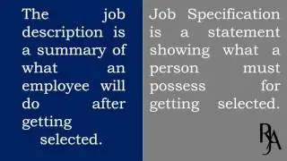 DIFFERENCE BETWEEN JOB DESCRIPTION AND JOB  SPECIFICATION