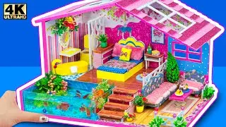DIY Miniature House #177 ❤️ Build One Floor Cute House Has Three Room and Fish Pond from Cardboard