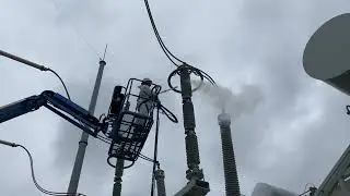Dry Ice Blasting Porcelain Insulator Bushings- Power Plant Switch Yard | Texas Dry Ice Blasting LLC