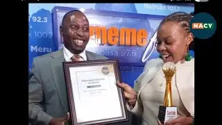 Wakirumba emotional as she received female award of the year at Kameme Fm studios