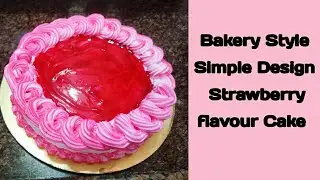 Bakery Style Simple Strawberry flavour Cake Design / Strawberry Cake/ House Queen Neeta