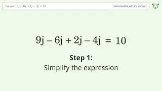 Linear equation with one unknown: Solve 9j-6j+2j-4j=10 step-by-step solution