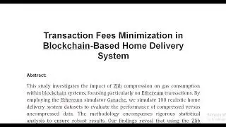 Transaction Fees Minimization in Blockchain Based Home Delivery System