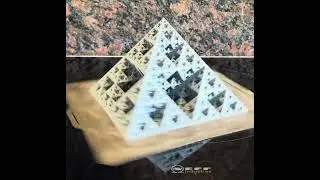 Spinning Level 7 Sierpinski Fractal Pyramid (3D printed)