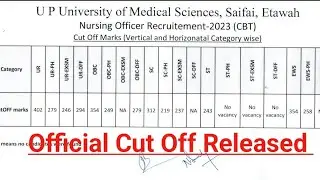 UPUMS SAIFAI LATEST UPDATE UPUMS NURSING OFFICER RECRUITMENT 2023  CUT OFF CATAGORY WISE RELEASED