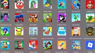 Roblox,Thief Puzzle,Mario Run,Grimace Monster Scary Survival,Poppy Playtime 4,Stumble Guys,SonicDash