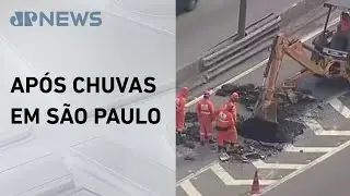 Cratera na Marginal Tietê (SP) bloqueia pista central
