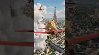 Nobi&rsquo;s Paris Flight Ends With a Cloud Faceplant! 🛩️😹 #ParisFlight #FunnyCat #EiffelTower #funny