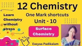 12 Chemistry - Unit 10 - Surface Chemistry - one mark Shortcuts
