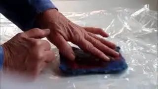 Felting a Coaster Inside a Bag