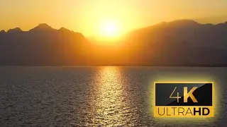 Sunset Over Mountains by the Sea in 4K || Original Natural Sounds