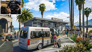 GTA V - Realistic Mini Bus Shuttle Driving Job | Steering Wheel Gameplay