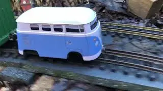My birthday present from Bob. A VW Splittie biscuit tin converted to run on rails - absolute magic.
