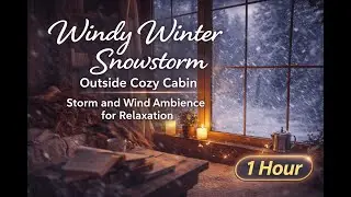 Windy Winter Snowstorm Outside Cozy Cabin | 1 Hour | Sleep, Relax, Focus