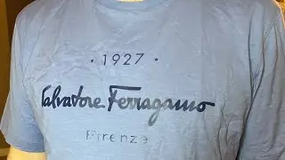 1927 ￼Salvatore Ferragamo Firenze logo T-shirt in bleached blue denim