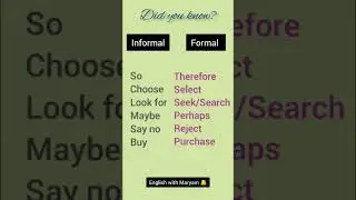 English Vocabulary Formal vs Informal #English Tips #English with Maryam