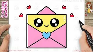 How to Draw a Cute Envelope with Letter Simple & Easy for Kids