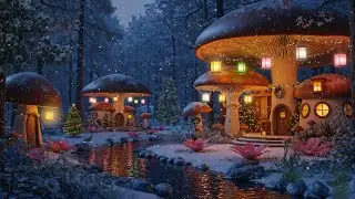 Winter Mushroom Village ASMR Ambience - Fall Asleep Fast with Fireplace, Blizzard & Deep Sleep