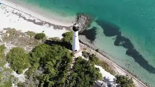 Aerial View Key Biscayne Lighthouse 4K Drone