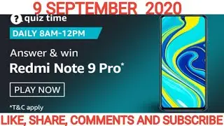 Amazon Redmi note 9 pro Quiz answer today 9 September 2020