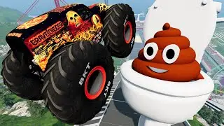 Monster Trucks Crashes Into Giant Emoji on NEW Car Jump Arena LIVE! | BeamNG Drive