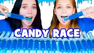 ASMR BLUE Jello Shooter Candy Race Challenge Full Video