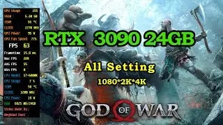 God of War RTX 3090 24GB All Setting FPS & Gameplay & Benchmark 1080P & 2K & 4K