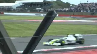lewis hamilton performing a donut after the f1 british grand prix 2009