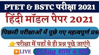 Hindi Important Questions | Ptet classes for 2021| Bstc 2021