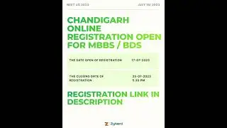 CHANDIGARH ONLINE REGISTRATION OPEN FOR MBBS / BDS #neetug 2023