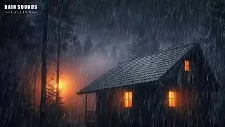 Rain Sounds and Thunder on Cabin Roof During Intense Night Storm | Deep Sleep ASMR